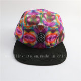 Custom All Over Printed 5 Panel Hat /Cap with Leather Patches