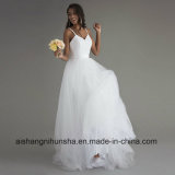 Spaghetti Straps Floor-Length Wedding Dress Lace Backless Wedding Gown