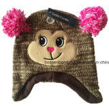 Factory Produce Customized Cartoon Applique Kids Knit Jersey Earflap Beanie Hats