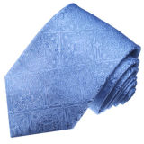 New Fashion Sky Blue Colour Turkey Flower Pattern Men's Woven Silk Neckties