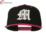 Black Pink Old English M 3D Embroidered Snapback Cap (01074)