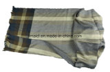 Wool Acrylic Blended Yarn Dyed Shawl with Tassel (ABF22006103)