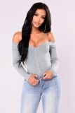Ladies Strapless Sexy Bodysuit Tops with Long Sleeve Bodysuit Tops