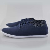 Dark Blue Casual Style Hiking Mens Vulcanized Rubber Canvas Shoes
