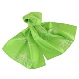100% Silk Printed Logo Scarf Top Fashion Stylish Green Floral Uniform Scarf
