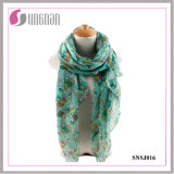 2016 Elegant Branches and Owls Pattern Printed Ladies/Women Voile Scarf