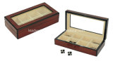 Luxury Wooden Cufflink Box High Gloss Cherry Display Storage Box