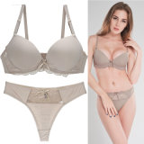 Women's Lace Underwear Set Ladies Solid Color Bra and Thong Set