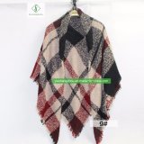 Hot Sell Spain Lady Fashion Cashmere Square Scarf with Plaid Shawl
