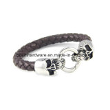 Stainless Steel Skull Leather Bracelet with Gate O Ring