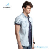 Fashion Cotton Light Blue Short Sleeves Men Denim Shirts by Fly Jeans
