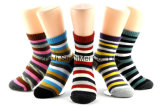Zhuji Factory Customized Supply Fashion Colorful Strips Cotton Polyester Socks