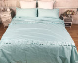 Fine Soft Naked Pure Cotton Water Blue Pleated Bedding Quilt Bed Linen