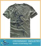 Vintage Men's Cotton Round Collar Polo T-Shirt with Printing (CW-TS-110)