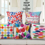 Colorful Circle Cotton Linen Printed Cushion Cover for Sofa (35C0290)