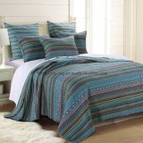 Rayon Rotary Print Bed Cover in Blue&Green (DO6060)