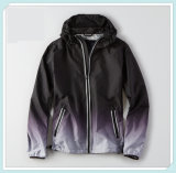 Mens 100% Polyester DIP Dye Unlined Windbreaker Hooded Jacket Water Resistant Reflective Zipper up Jacket