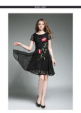High-End Black Lace Sleeveless Mesh Embroidery Flower Girl Dress