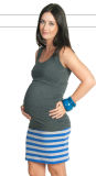 Blue and Grey Striped Maternity Mini Skirt