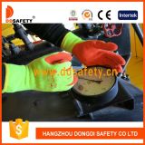 Ddsafety 2017 9s Flourescent 5 Yarns T/C Shell Orange Latex Coating Gloves
