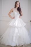 Sheer Lace Bridal Ball Gowns Tiered Tulle Wedding Dress Lb1921