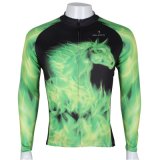 Horse Ghost Green Men's Long Sleeve Breathable Cycling Jersey