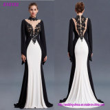 2017 New Wholesale Black and White Sexy Long Sleeve Evening Dress
