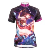 Customized Comic Girl Patterned Summer Short Sleeve Lady/Girl's Bicycling Jersey T-Shirt Breathable Sport Outdoor