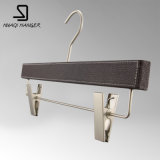 Leather Surface Wooden Inside Coat and Pants Hanger