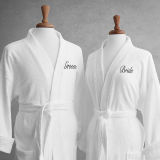 High Quality Luxury Cotton Velvet/Terry Embroidery Logo Couples Bath Robe