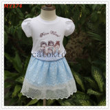 Knit Tops Tulle Bottom Casual Style Lovely Cute Little Girls Dress for Summer