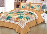 Striped Jacquard Style Polyester 3-Piece Patchwork Bedspread Quilt Sets