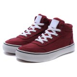High Cut Branded Style Breathable Burgundy Canvas Footwear with Laces