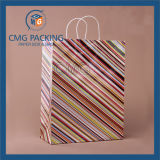 Customized Strip Printing Cosmetic Paper Bag with Silk Handle (CMG-MAY-030)