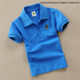 Pure Color with Logo Short Sleeve Children Polo T-Shirt