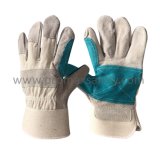 Rubberized Cuff Reinforced Palm Cow Split Work Gloves Ce Approved