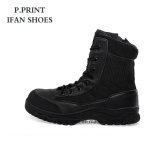 Simple Design Black High Boots with Leather Leather and Nylon Upper