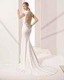 Hollow Back Cap Sleeve Mermaid Bridal Gown Wedding Dress
