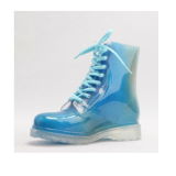 PVC Women Boots, Shiny Blue Rain Boots