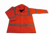 High Visibility Work Safety Rain Coat with Reflective Tape