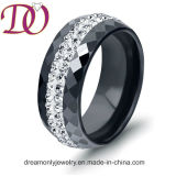 Black Ceramic Ring with Zircon Stone Ceramic Jewelry