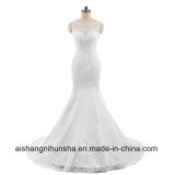 Elegant Mermaid Wedding Dress Sleeveless Lace Appliques Wedding Gown