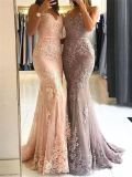 Lace Prom Party Dress Mermaid Sage Purple Ivory Bridal Evening Dress E15120