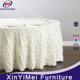 White Color Fancy Rosette Satin Table Cloth