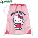 Lovely Cute Pink White Drawstring Bags String Back Pack