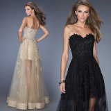 Ladies Evening Dress Applique Design Feast Long Black Skirt