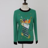 Christmas Gift of Ladeis' Sweater in Electrical Embroidery and Bead Embroidery and Acrylic Quality Soft Handfeel