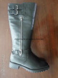 China Lady Winter Long Boots Supplier PU Leather Rb Sole