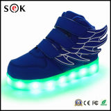 New 2016 Popular Casual Sport High Top Light up The Wings Kids LED Shoes for Children