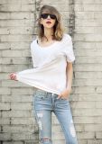 Fashion Style Casual Plain 100% Cotton Slub T Shirt